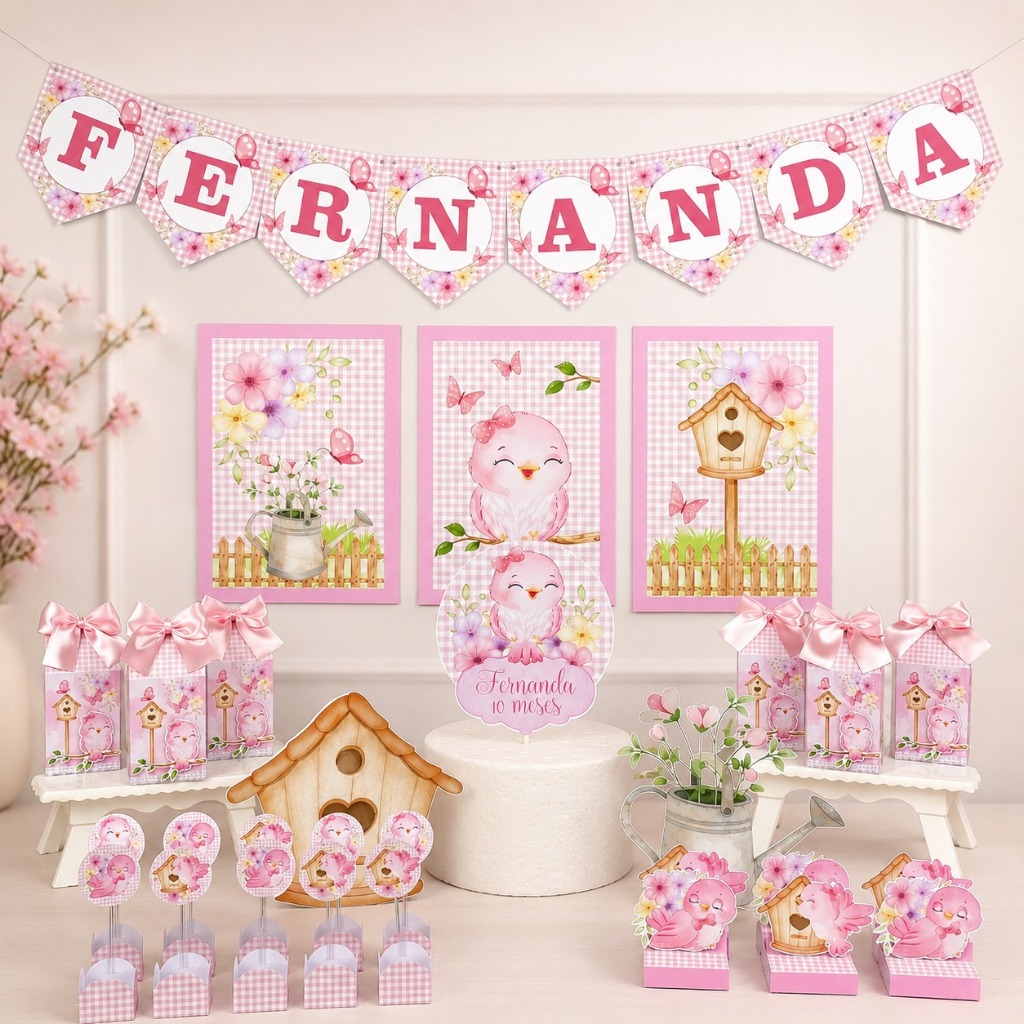 ENVIO RÁPIDO Kit festa JARDIM ENCANTADO | Personalizado Bolinho Aniversário Mesversário
