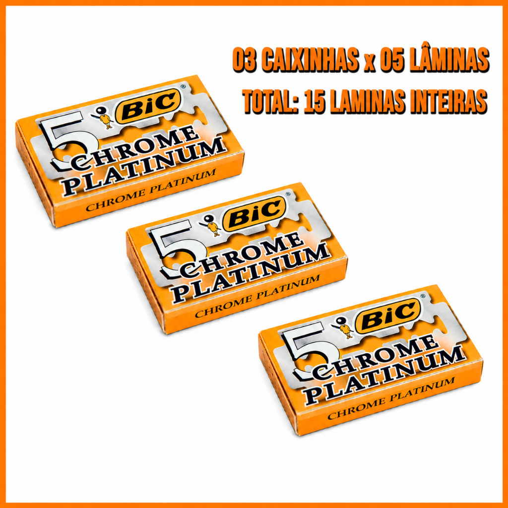 LAMINA BIC CHROME PLATINUM KIT 03 UN CAIXINHAS COM 15 LAMINAS INTEIRAS