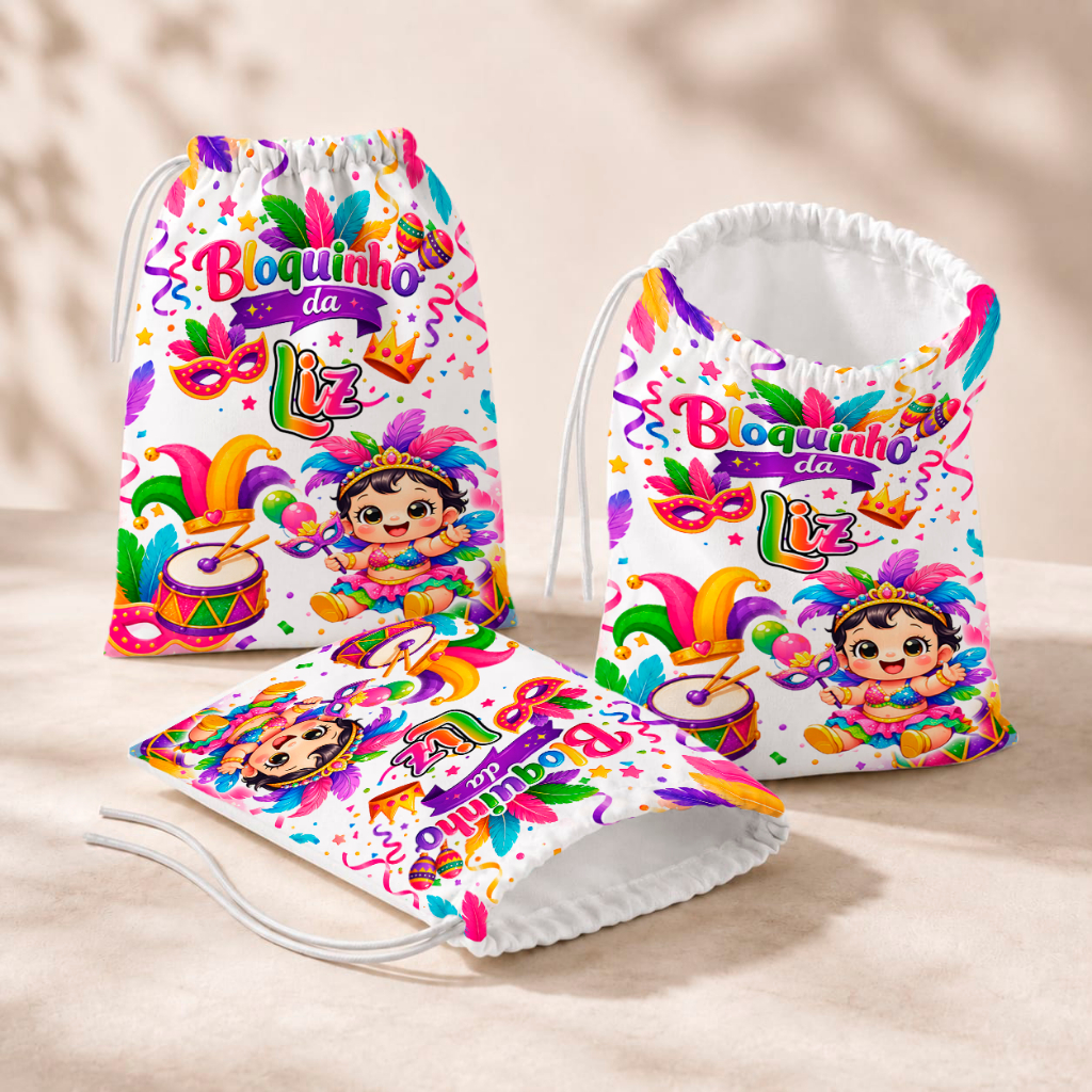 20 Sacolinhas Personalizada Festa Infantil 18x26 Aniversário Lembrancinha Carnaval Baby
