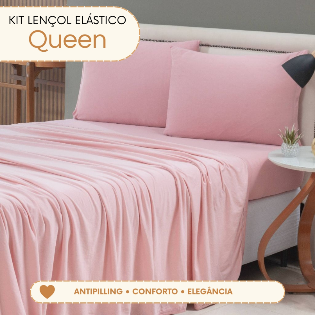 Jogo de Lençol Cama Queen 4 Peças com Elástico Total e 2 Fronhas com Zíper Jogo de Lençol Cama Posta