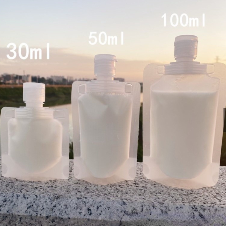 KIT 6 PCS saco frasco multiuso plástico 100 ml/50ML para amostras de embalagem de loção dobrável para viagem álcool