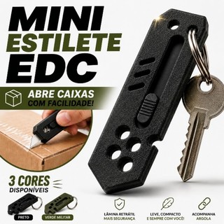 Estilete Retrátil De Bolso Preto Edc Mini Compacto Canivete Chaveiro | abridor cortador de embalagens | sobrevivência