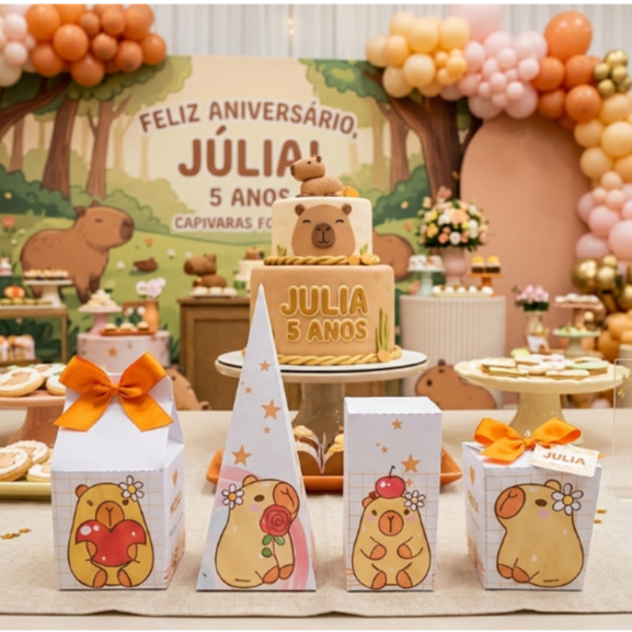 Kit Festa Personalizada Capivara Lembrancinhas, Aniversário, Infantil, Diversos Temas, só um bolinho, festa em casa