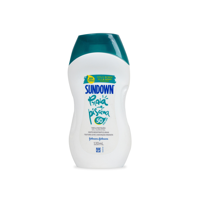 Protetor Solar Corpo e Rosto SUNDOWN® Praia e Piscina FPS 50, 120mL