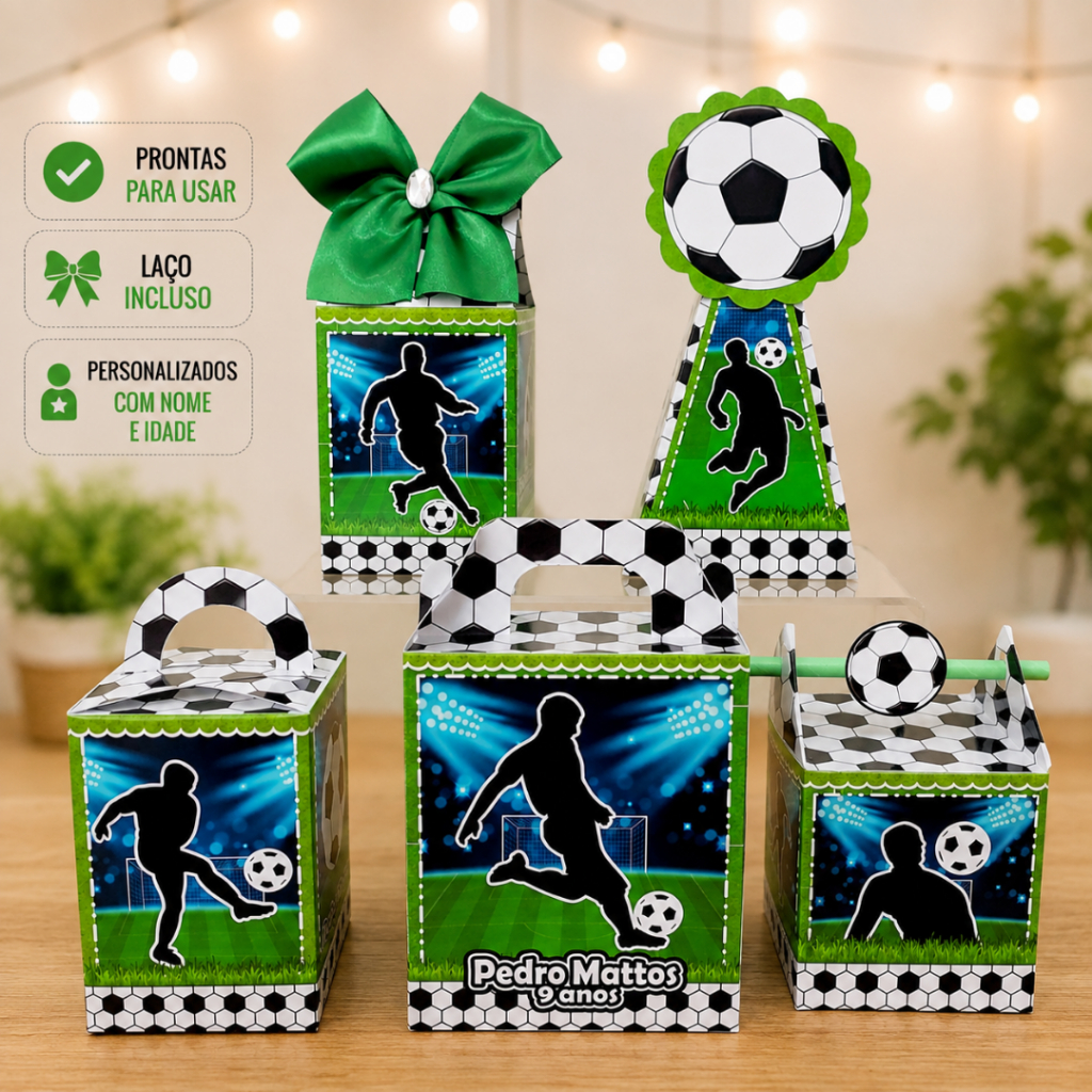 kit Caixinhas Personalizadas Futebol Lembrancinhas para festa infantil