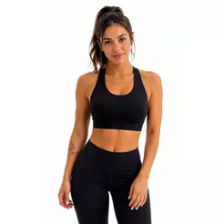 Top feminino cropped Nadador Academia sem bojo preto corrida esporte