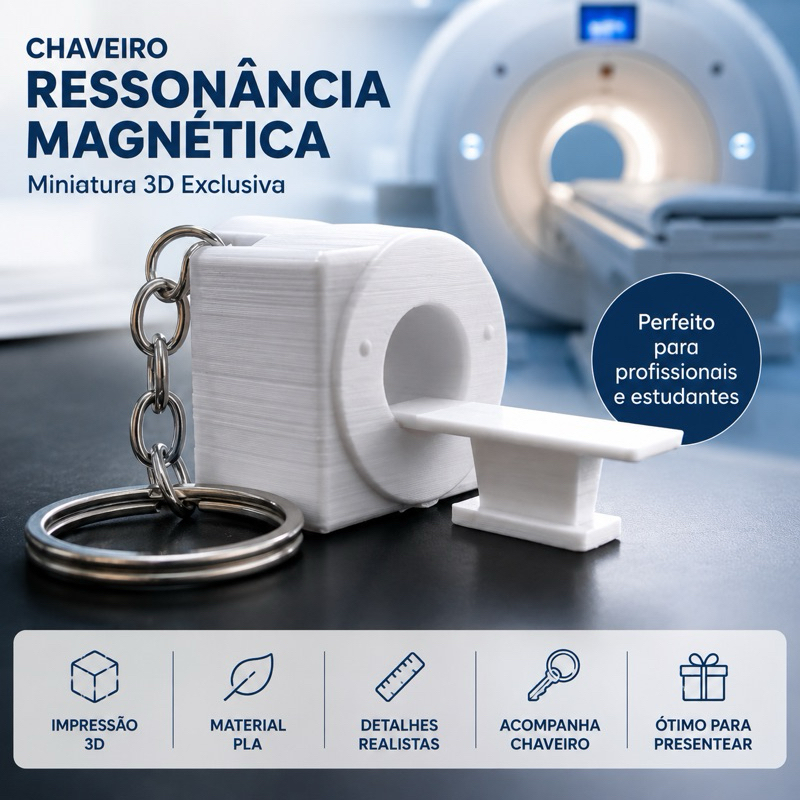 Miniatura Chaveiro Equipamento Ressonância Magnética Radiologia | Raio-x | Tomografia Pequeno Bolso