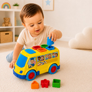 Onibus de Brinquedo Educativo com Encaixes Colorido Brinquedo Educativo Para Bebe 1 ano