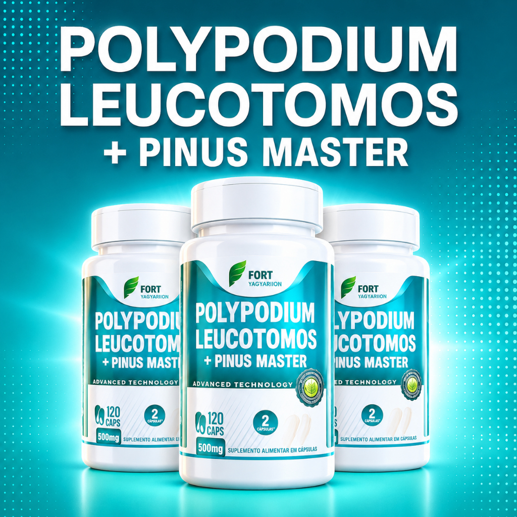 Polypodium Leucotomos + Pinus Master - 120 Cápsulas 500mg Fort Nutrition | Saúde e Proteção da Pele
