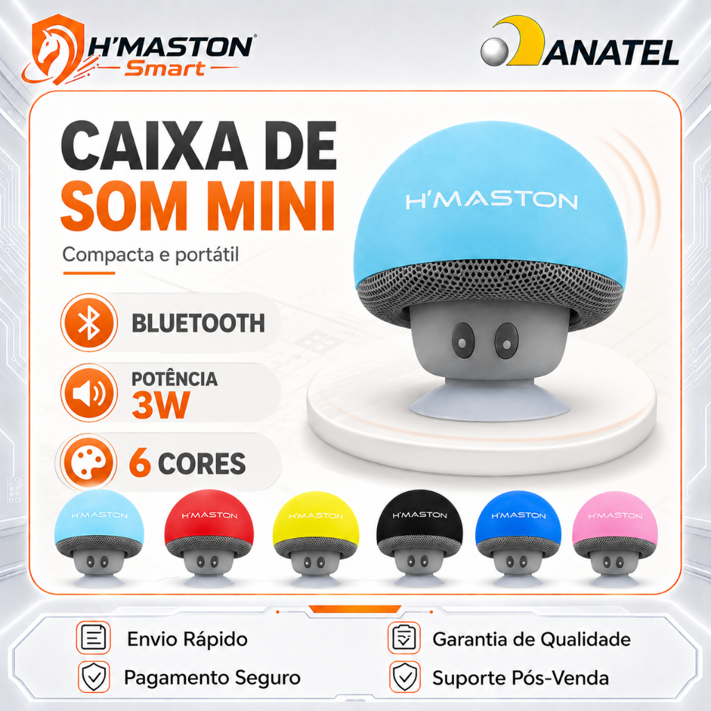 Mini Caixa de Som Bluetooth H'MASTON YX-01H 3W Portátil Recarregável 6 Cores