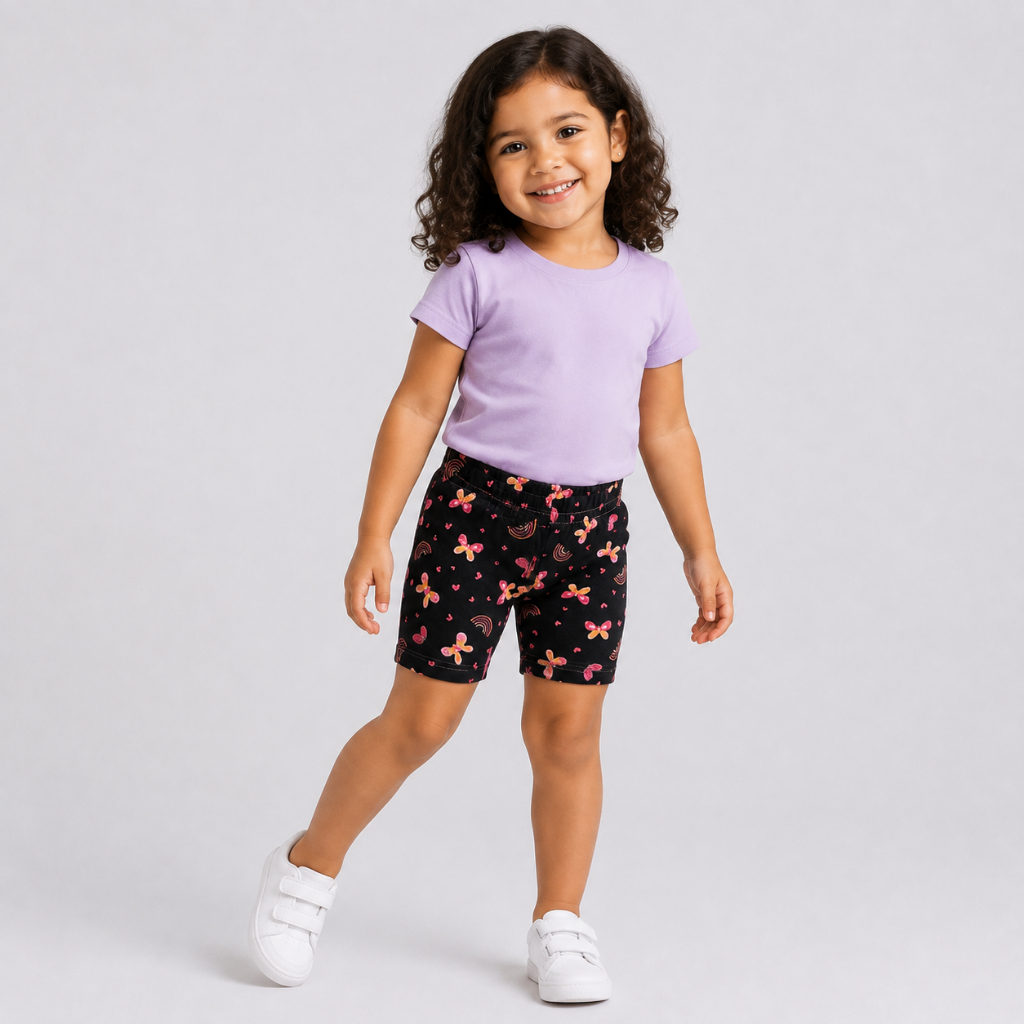 KIT 3 SHORTS INFANTIL COTTON MENINA, BERMUDA CICLISTA  - TAMANHOS 1 AO 12