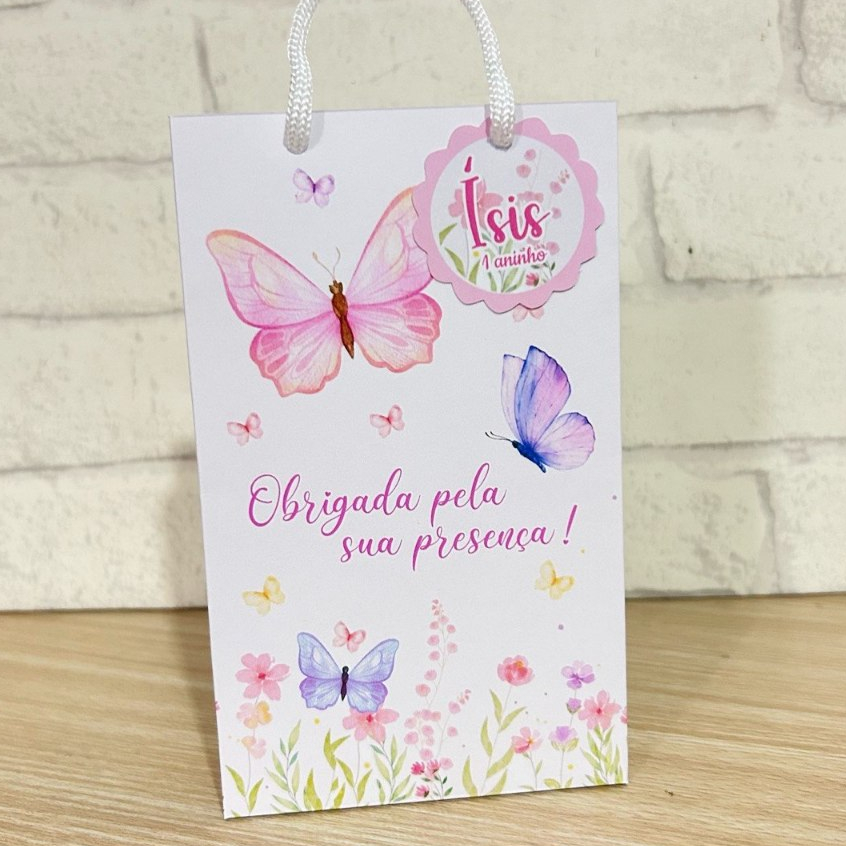 Sacolinha Jardim Encantado Borboletas+Tag Personalizada com nome-Lembrancinha-Kit festa-Aniversário