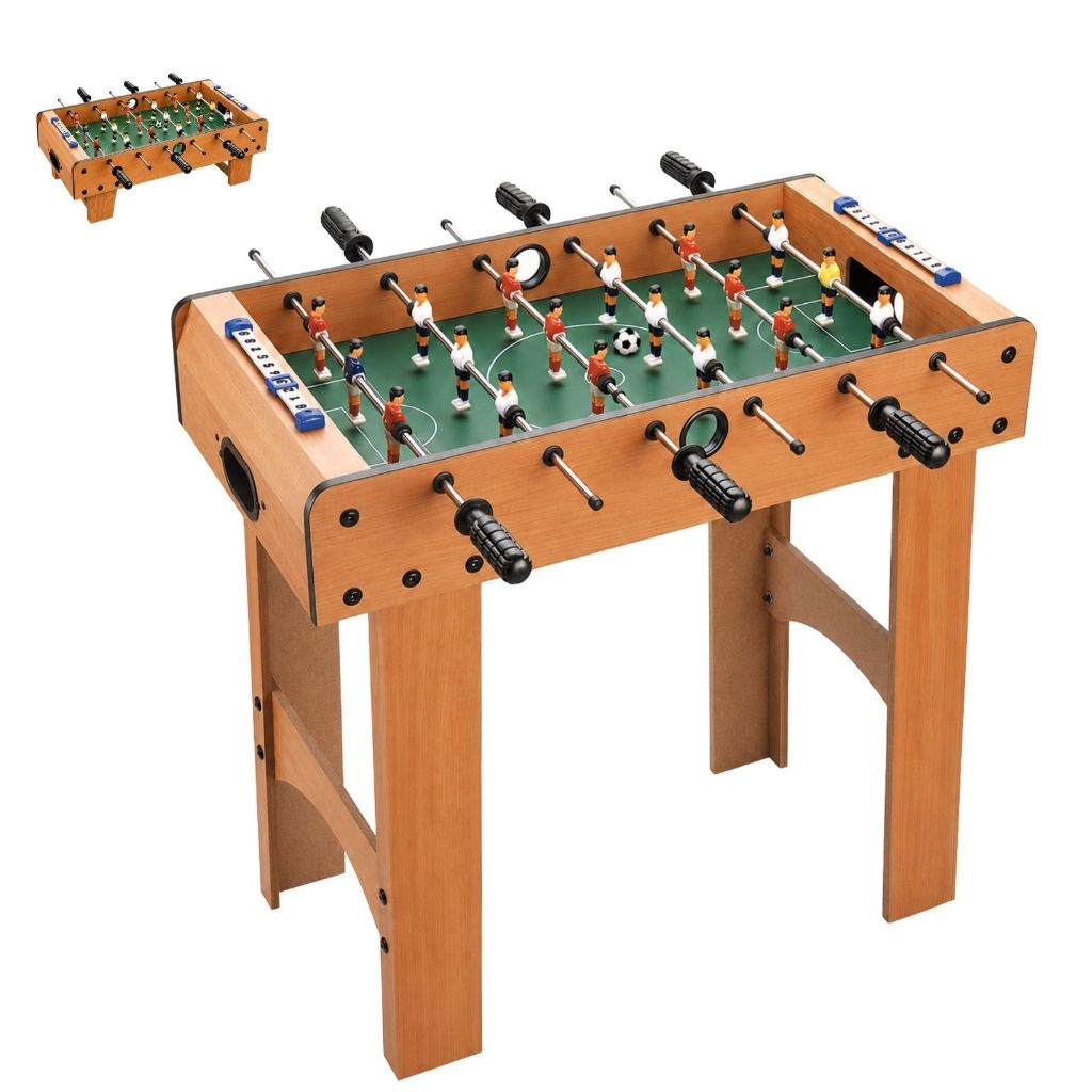 Mesa de Pebolim Infantil de Madeira Totó Brinquedo Mini Futebol de Mesa com 2 Bolinhas
