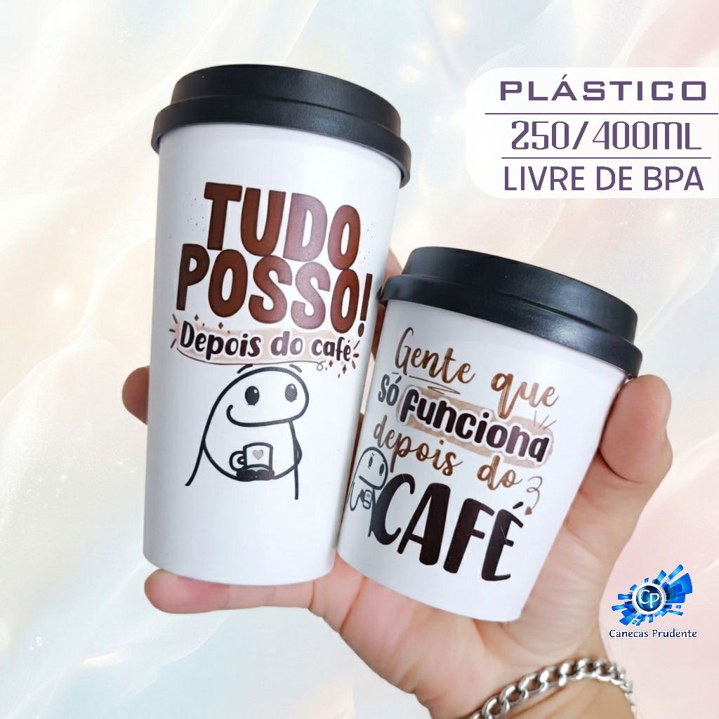Copo para Café Plástico com tampa bucks Tema Café