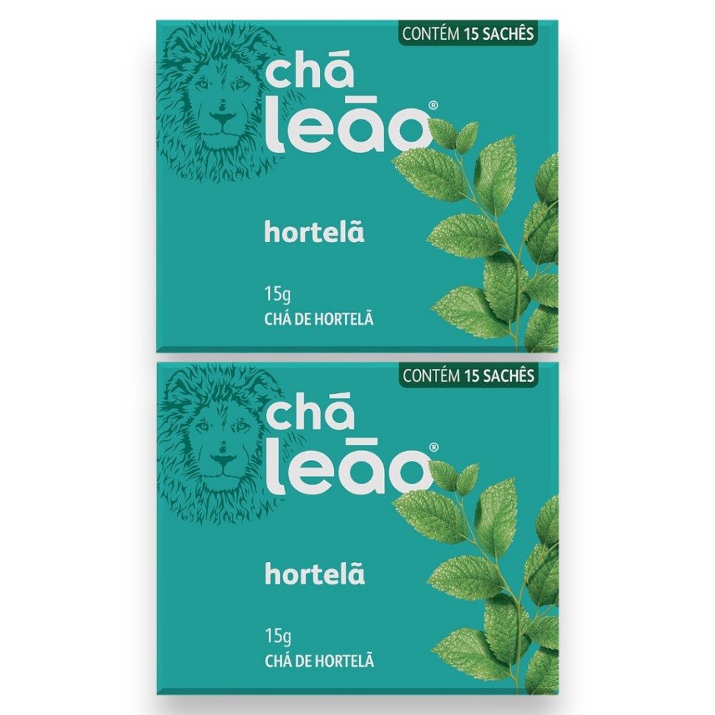 Chá Leão Hortelã 2 Caixas com 15 Sachês