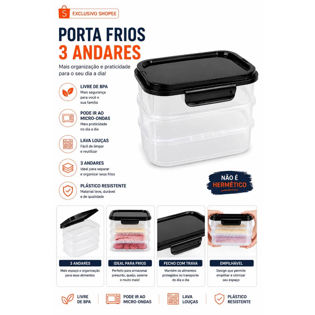 Porta Frios 3 Andares — Organização e Praticidade para sua Cozinha