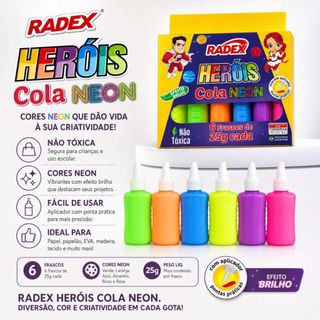 Cola Colorida Infantil 25g Tons Neon Material Escolar Papelaria Efeito Relevo