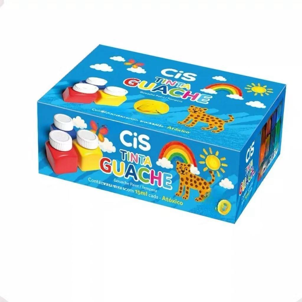Tinta Guache Têmpera CIS 12 Cores 15ml Infantil Escolar