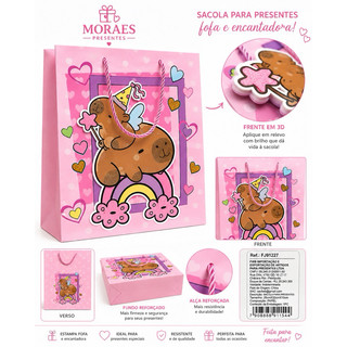 🎁 Sacola para Presentes – Rosa  Sacola para presentes super fofa e delicada, perfeita para deixar qualquer presente
