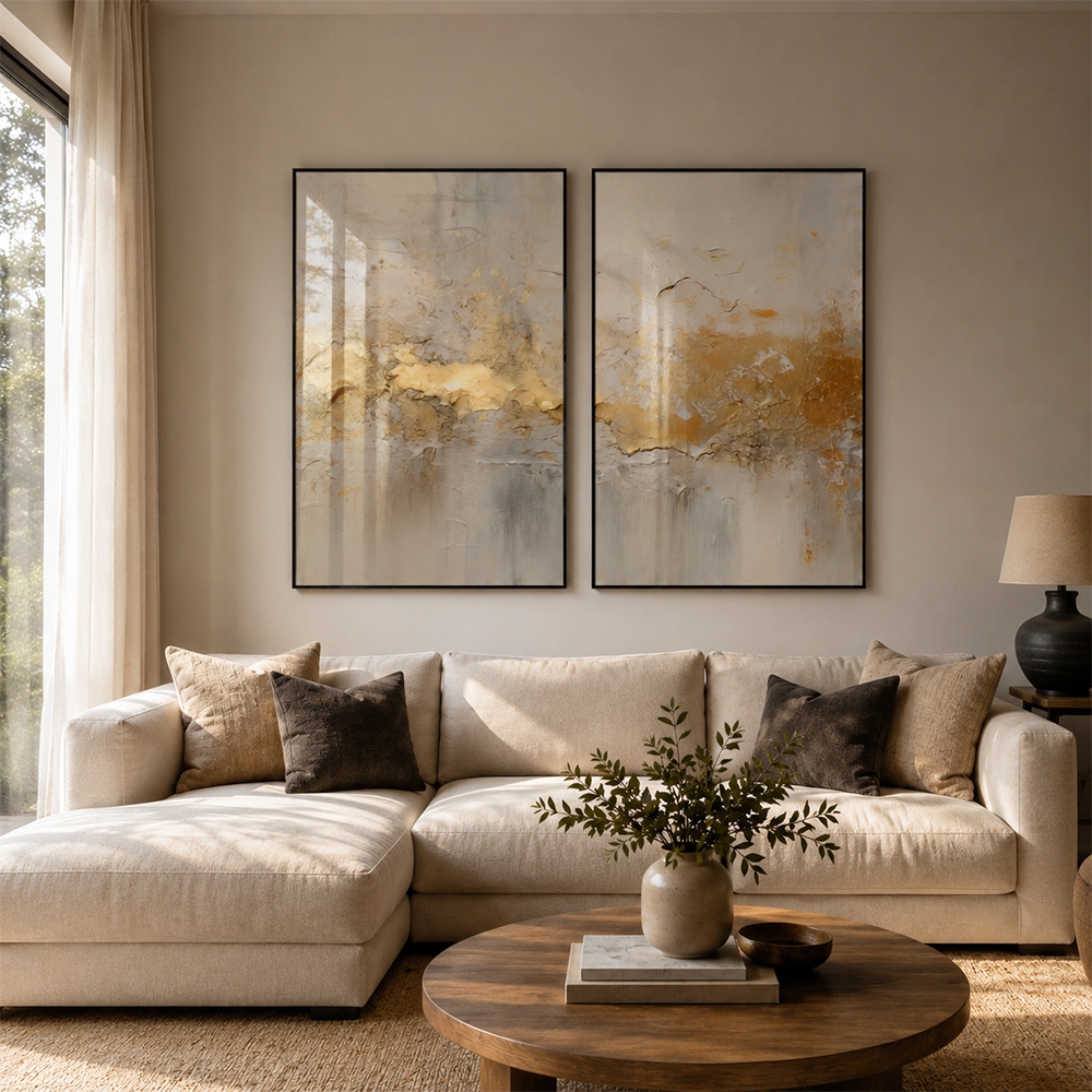 Quadro De Decoração 2 Telas Arte Abstratas Para Sala Quarto Escritorio · foto 2