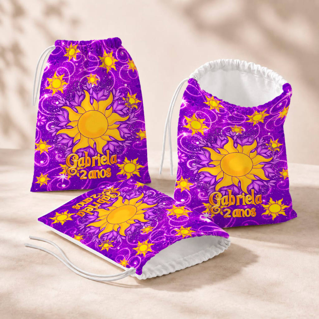 20 Sacolinhas Personalizada Festa Infantil 18x26 Aniversário Lembrancinha Enrolados Rapunzel M2