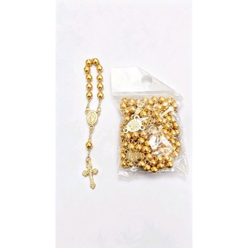 kit pacote com 12 mini terço dourado batismo religioso eucaristia crisma maternidade artigo católico lembrancinha