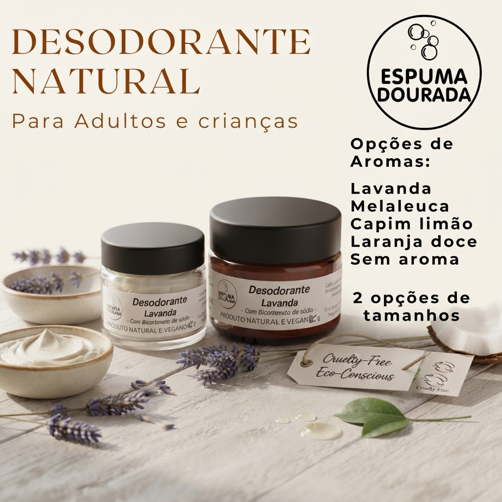 Desodorante natural adultos e crianças | Clareador, sem álcool, alumínios, parabenos, petrolatos. Artesanal