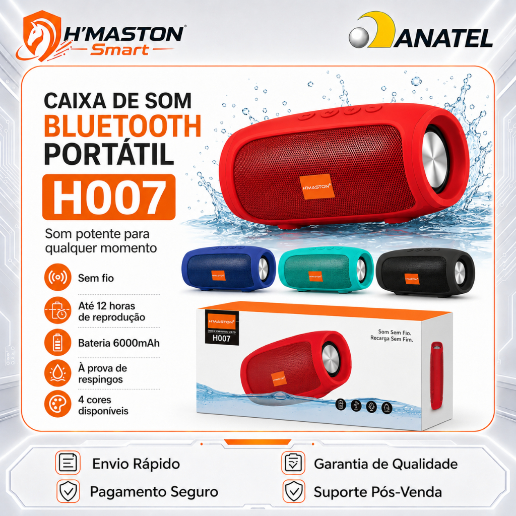 H'Maston H007 Caixa De Som Bluetooth Portátil Som Caixa Bluetooth Caixinha De Som Bluetooth Caixa De Som Bluetooth
