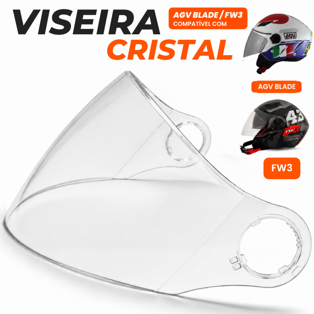 Viseira Cristal Capacete FW3 X Open AGV Blade Aberto 2,2mm