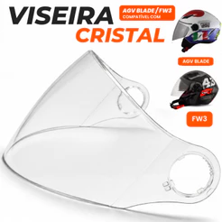 Viseira Cristal Capacete FW3 X Open AGV Blade Aberto 2,2mm