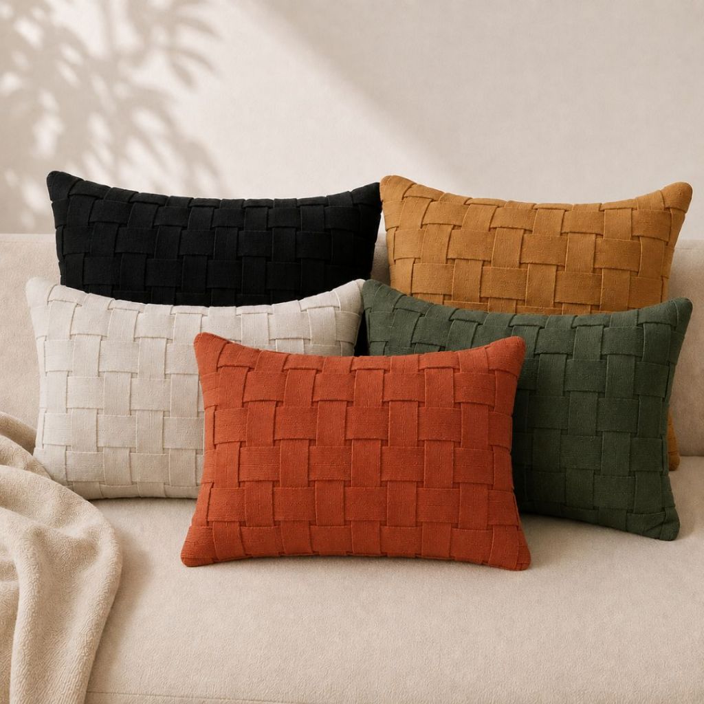 Capa de Almofada Baguete Fita 30x50cm Para Sofá Trançada Decorativa Tecido Confortável Lavável