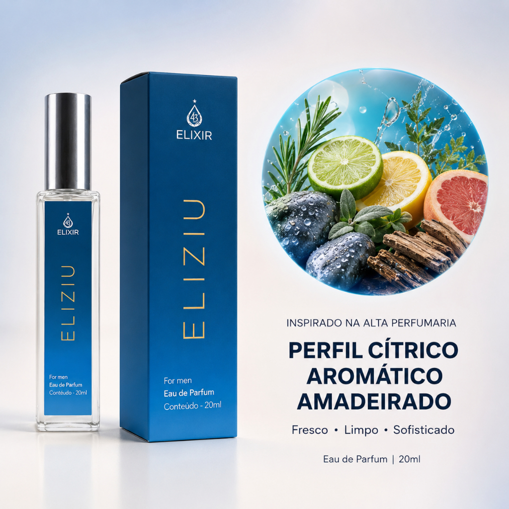 Perfume Masculino Eliziu Eau de Parfum 20ml Inspirado na Alta Perfumaria | Elixir 43