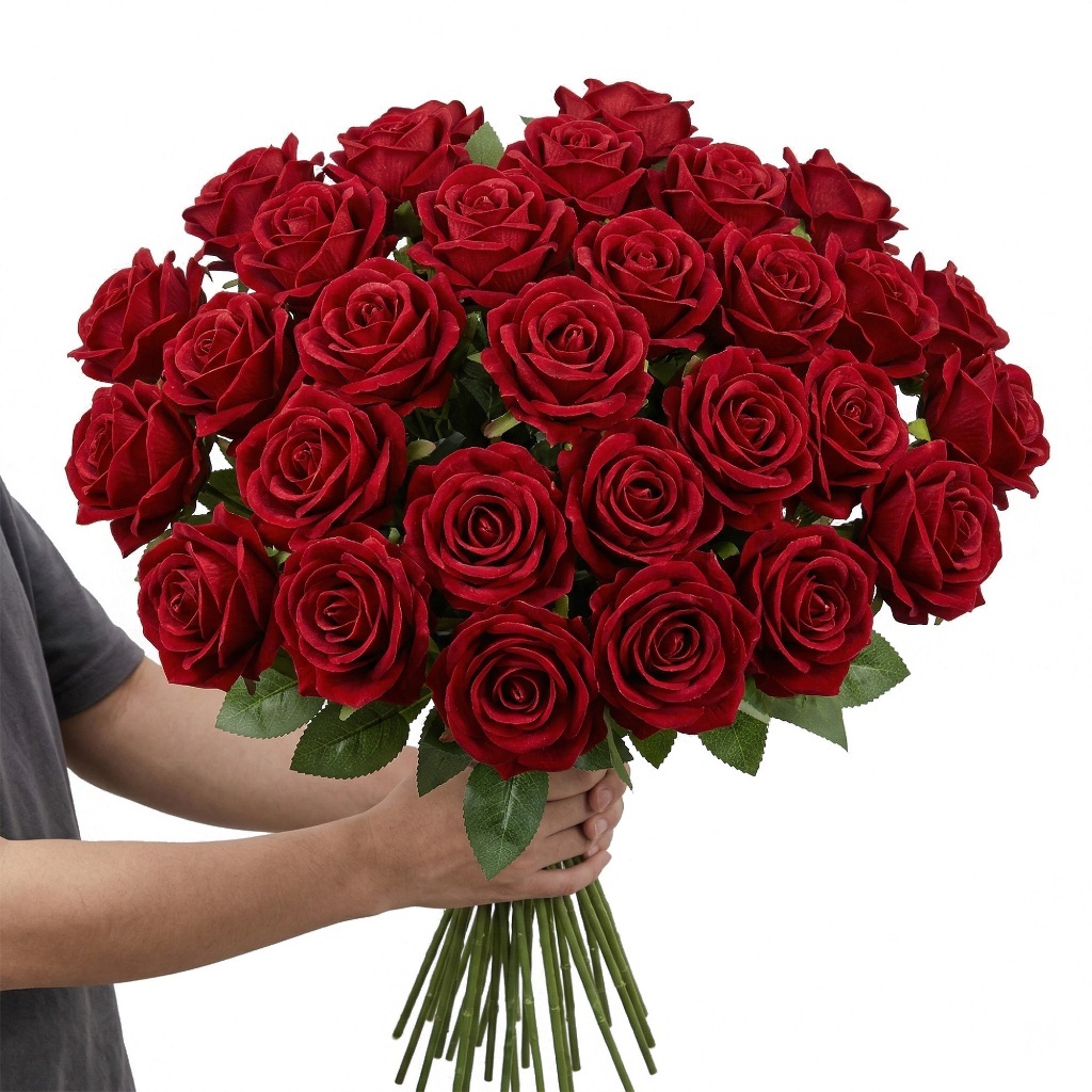 Kit Rosas Artificiais Vermelhas 50cm Decoração Arranjo