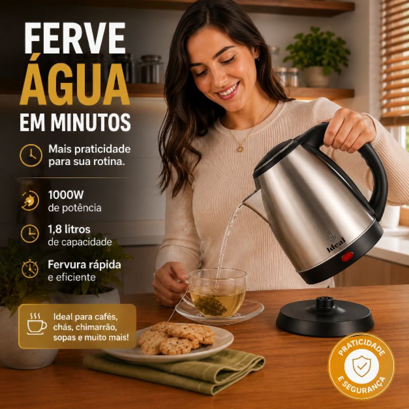 Chaleira Eletrica Inox 18 Litros Potente 1500w Aquecimento Rápido 220v