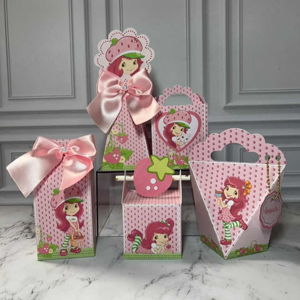 Kit Caixinhas Personalizadas Moranguinho | Festa Infantil Menina Aniversário Lembrancinhas