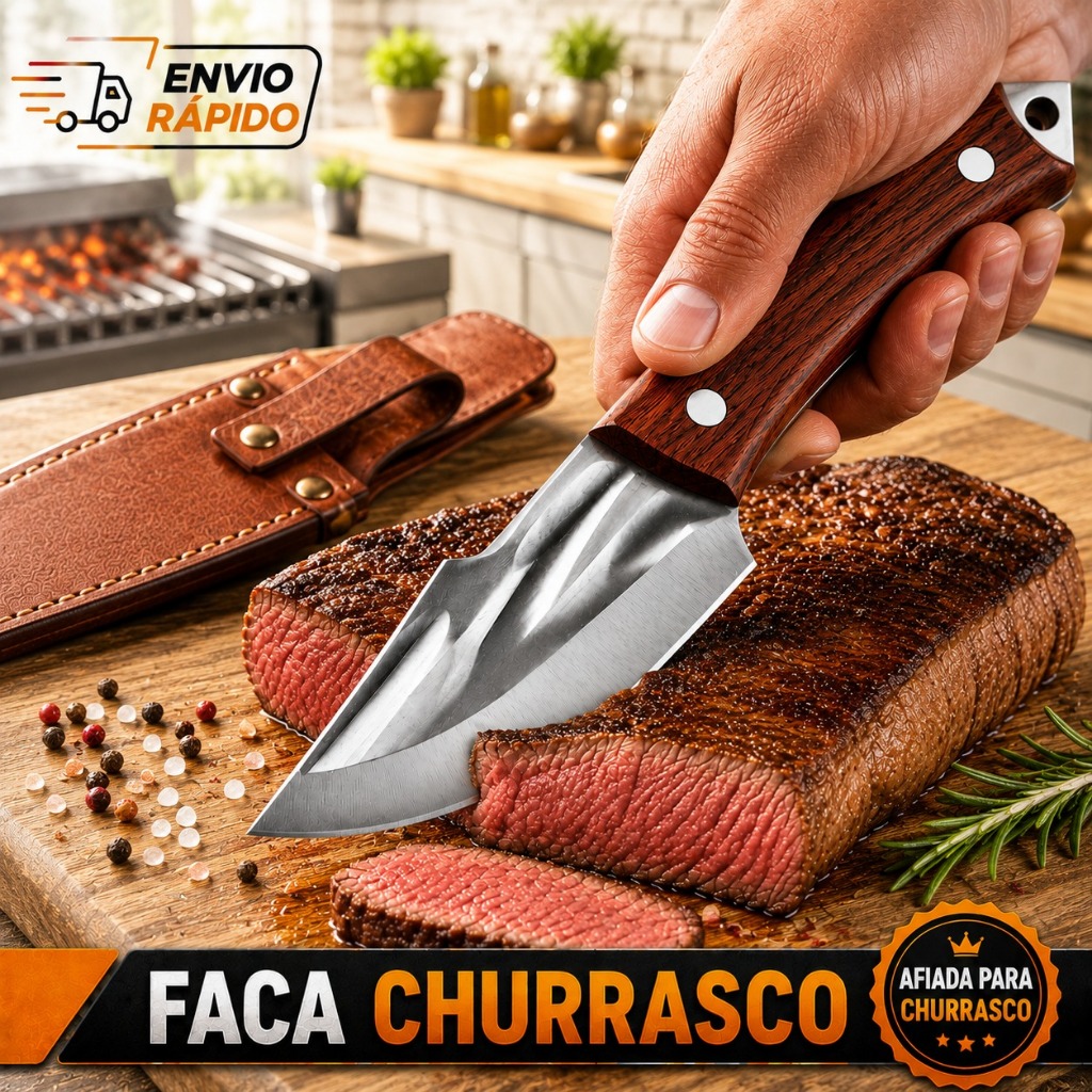 Mini Faca Churrasco Desossar Afiada Profissional Forjada Cutelo Artesanal  Bainha Camping Profissional Rústico Cozinha