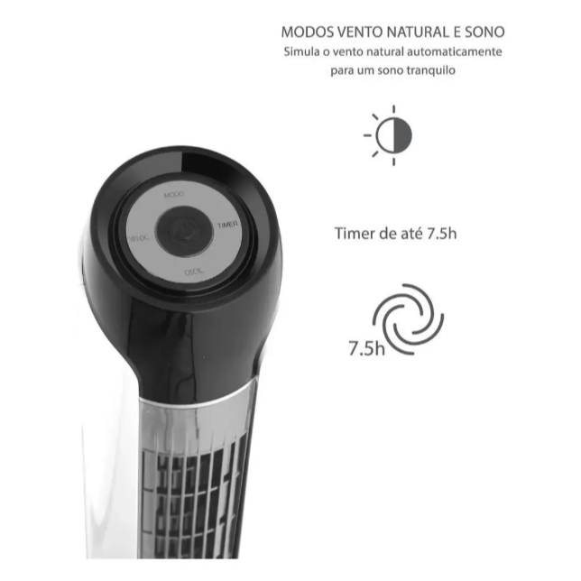 Ventilador De Torre Spirit Sky 120 Cm Branco E Prata Forte 127v