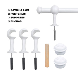 Varão Simples para Cortina em Madeira 1,50m x 19mm Resistente Decorativo para Sala Quarto Várias Cores