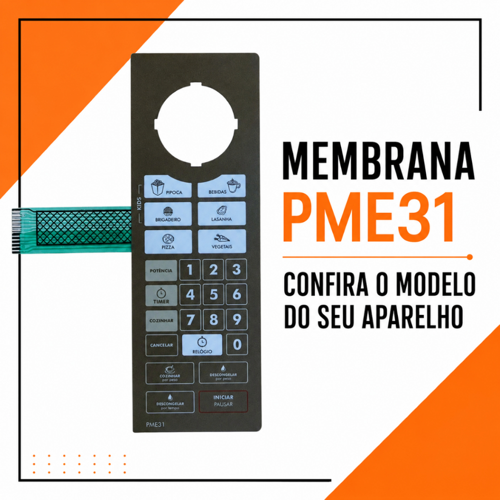Membrana Teclado Microondas PME31 PME 31 Espelhada Pelicula Adesiva