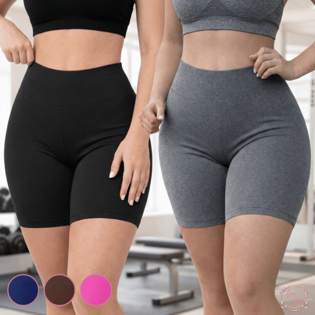 Shorts Feminino Legging Academia Suplex Cintura Alta Fitness Versátil