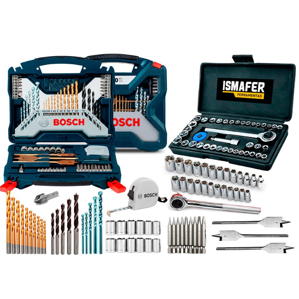 Kit De Pontas E Brocas 70 Pçs Bosch X-Line Com Jogo De Ferramentas 40 Pçs Catrac
