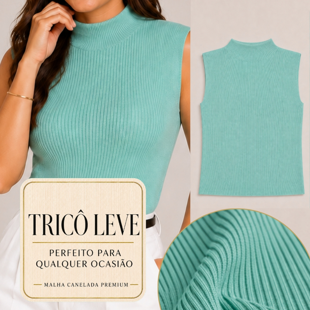Básica Blusa Regatinha Feminina Tricot Canelada Estilosa Confortável Roupas Femininas Tendência Verão