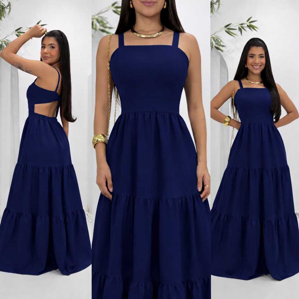 Vestido Feminino Longo Floral Alcinha Rodado Soltinho