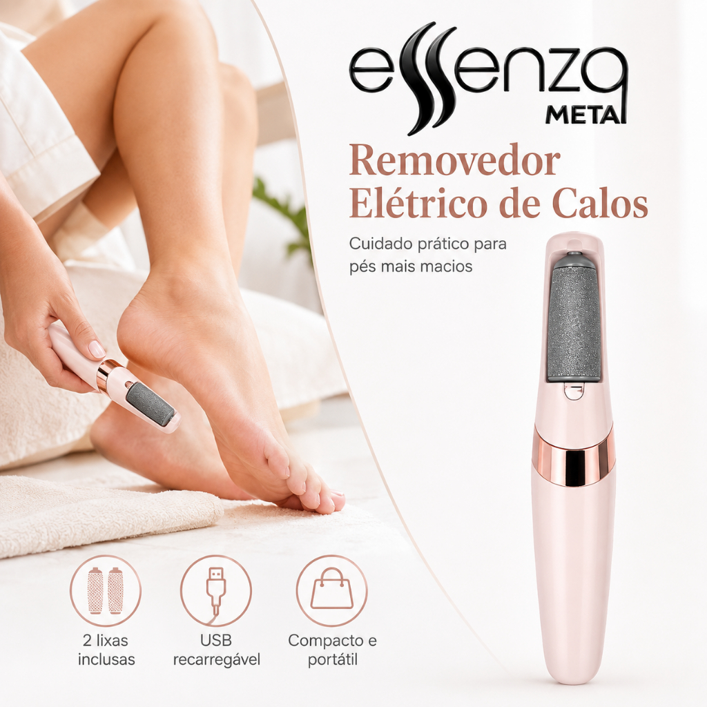 Lixa de Pé Elétrica Essenza Removedor de Calos Esfoliador USB Recarregável Kit Pedicure 2 Lixas