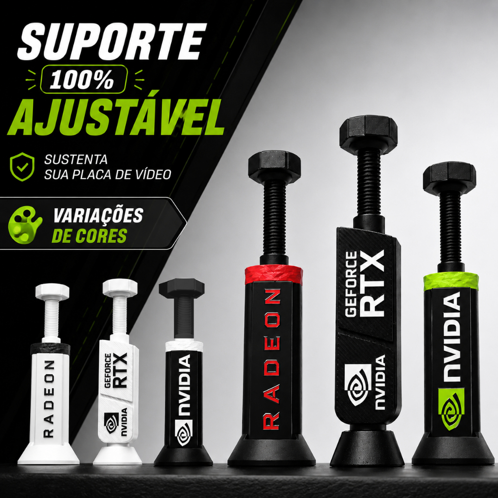Suporte para Placa de Vídeo GPU Ajustável Nvidia, Radeon, Preto e Branco Universal Suporte Para Não Deixar Placa Solta