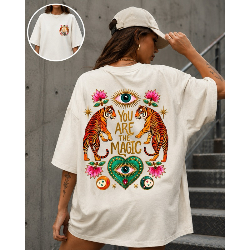 Camiseta T-Shirt Oversized Estampada de Tigre Unisex Streetwear 100% ALGODÃO e SUEDINE PREMIUM Estampada Premium