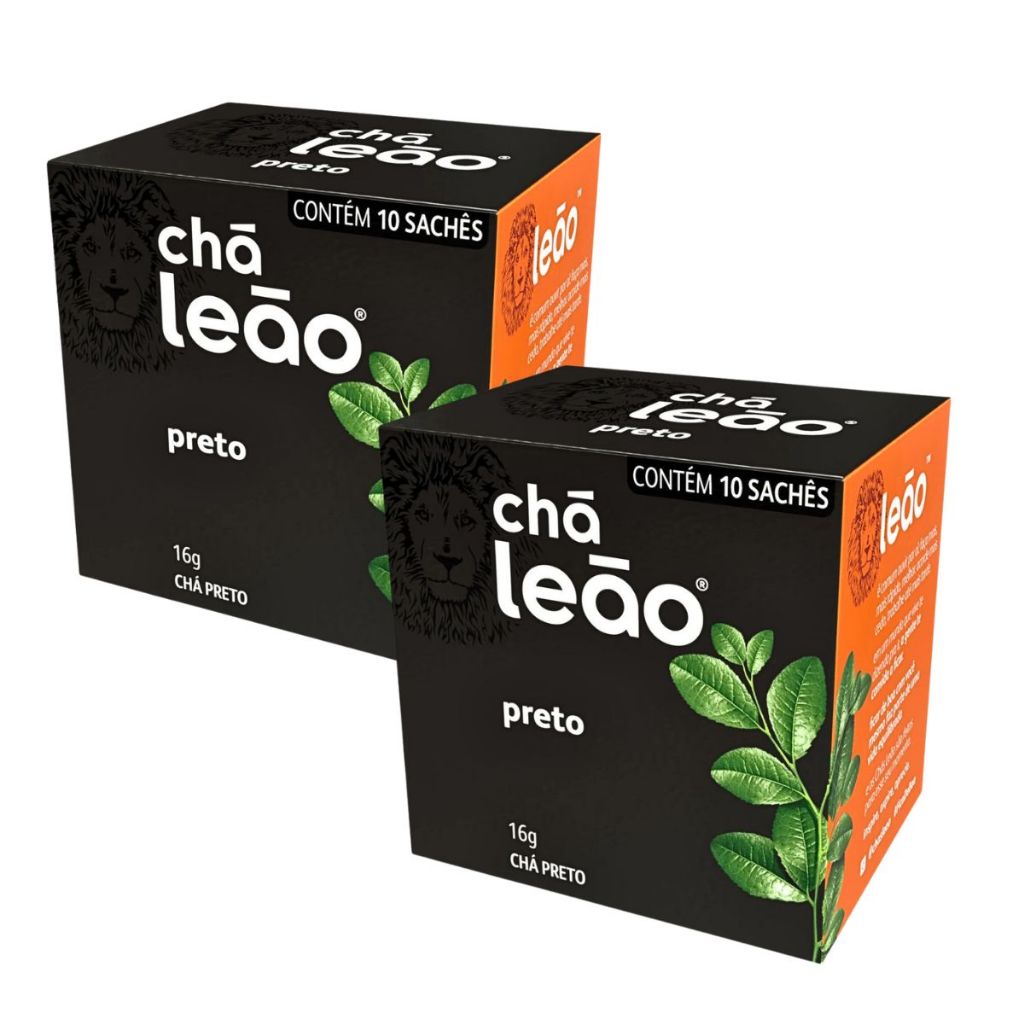 Kit 2un Chá Leão Preto Em Sachê 16g 10 Sachês