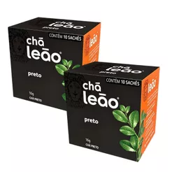 Kit 2un Chá Leão Preto Em Sachê 16g 10 Sachês