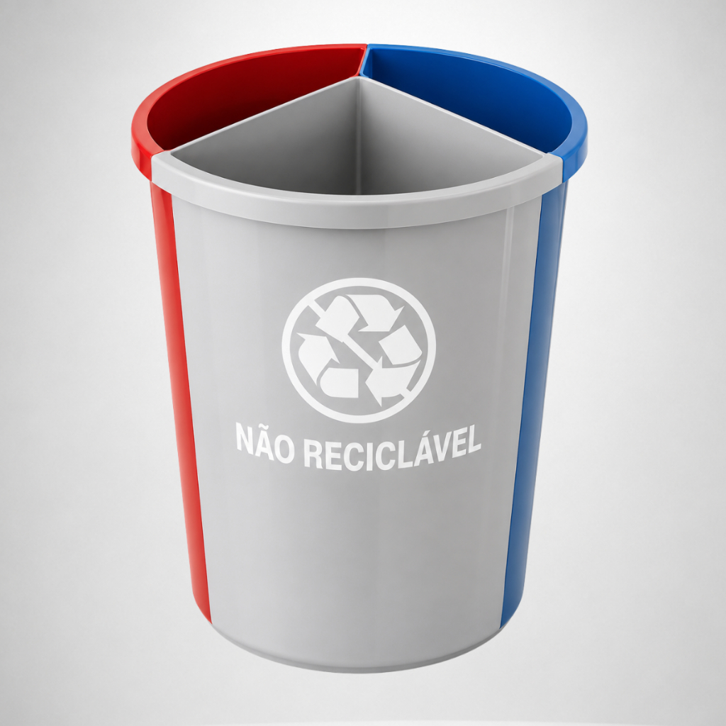 Lixeira Reciclável Seletiva 3 Divisórias Mix3 JSN Original Coleta Seletiva