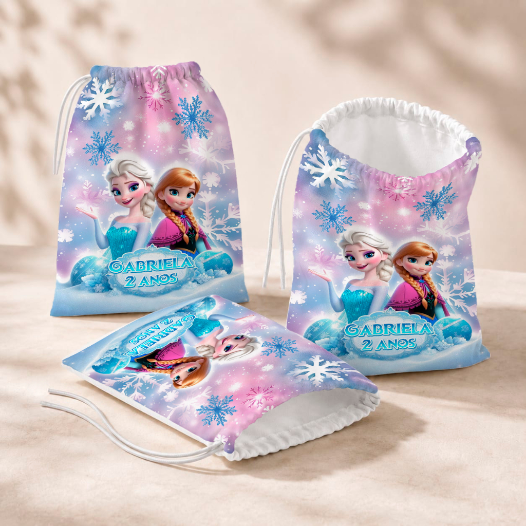 20 Sacolinhas Personalizada Festa Infantil 18x26 Aniversário Lembrancinha Frozen M2